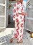 'Splendory' Collared Print Top and Pants Set - Celes Fashion